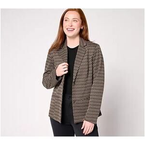 by Stacy London Patterned Knit Jacquard Blazer Latte/Black Large A662308